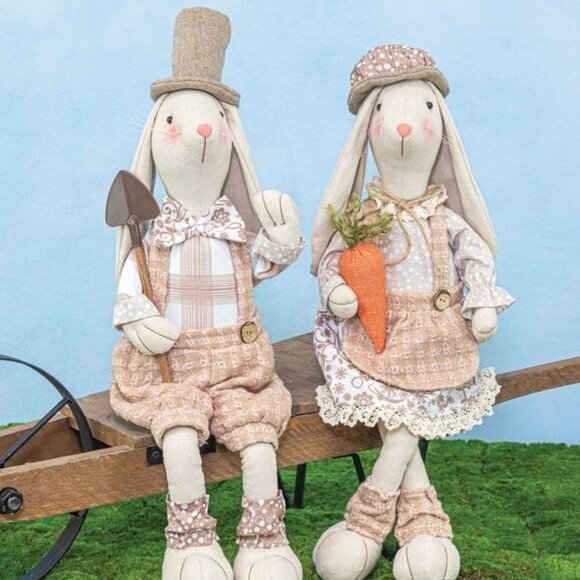 Beige Dangle Leg Bunny Rabbit - Picture 1 of 4